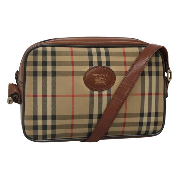 Burberrys Nova Check Shoulder Bag Canvas Beige Auth BA885 - Picture 1 of 16